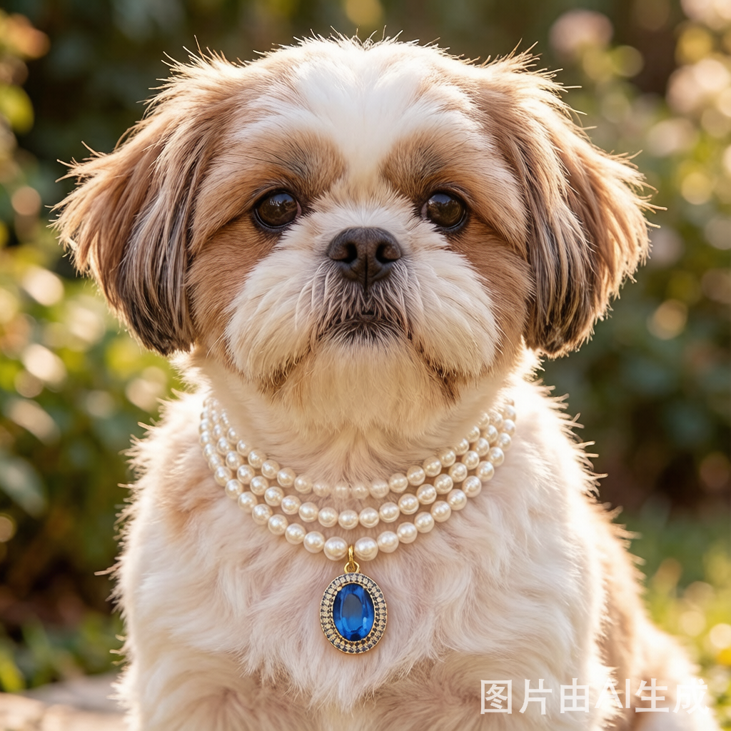 Pearl Collar Blue Gem Pendant